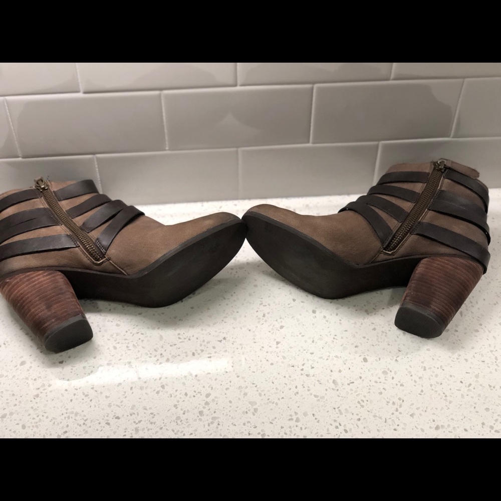 BP. Brown Strappy Ankle Booties - Picture 3 of 8